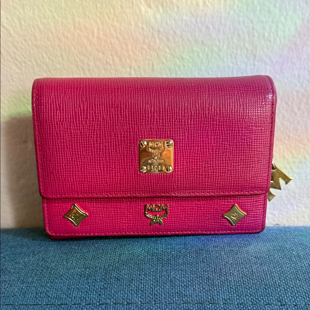 Mcm Magenta Trifold Wallet